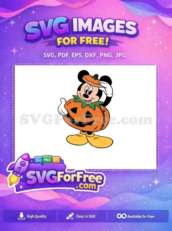 Free Smiling Mickey Free Pumpkin Costume Halloween Free SVG 2