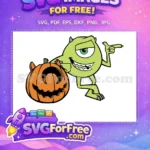 Free Mike Wazowski Pointing Free Halloween Pumpkin Monsters Inc Free SVG - Instant Download