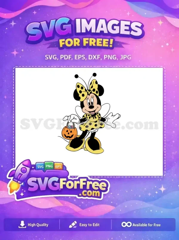 Free Polka Dot Minnie Free Pumpkin Basket Halloween Free SVG