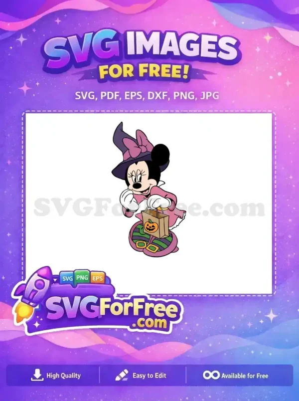 Free Smiling Witch Minnie Free Trick Or Treat Halloween Free SVG