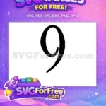 Free Number Nine Free Black Silhouette Halloween Free SVG - Instant Download