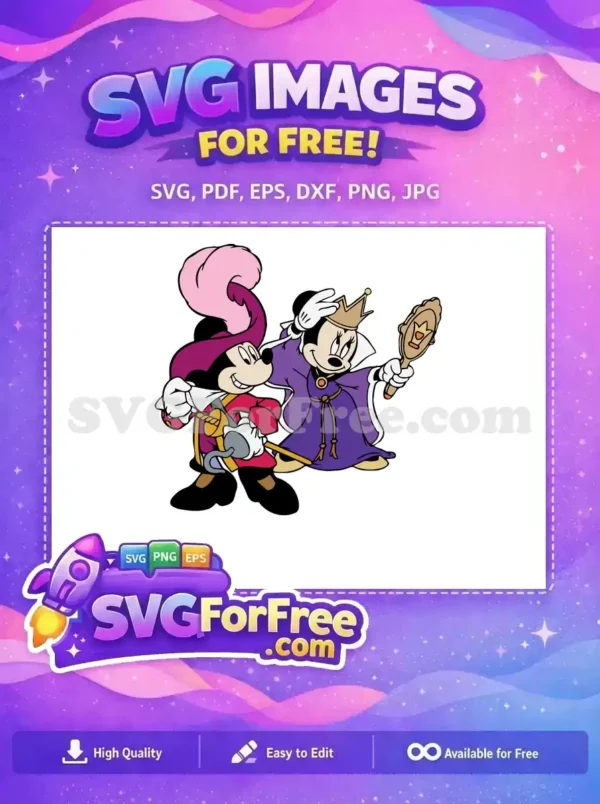 Free Swashbuckler Mickey Free Evil Queen Minnie Halloween Free SVG
