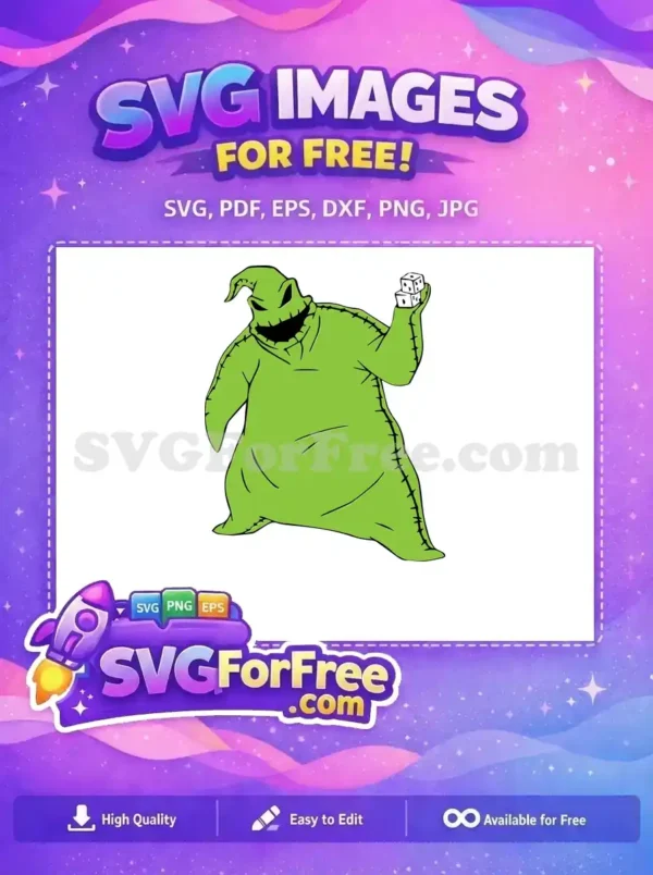 Free Oogie Boogie Holding Dice Free Sinister Grin Nightmare Before Christmas Free SVG