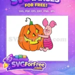 Free Pink Piglet Free Smiling Jack O Lantern Halloween Free SVG - Instant Download