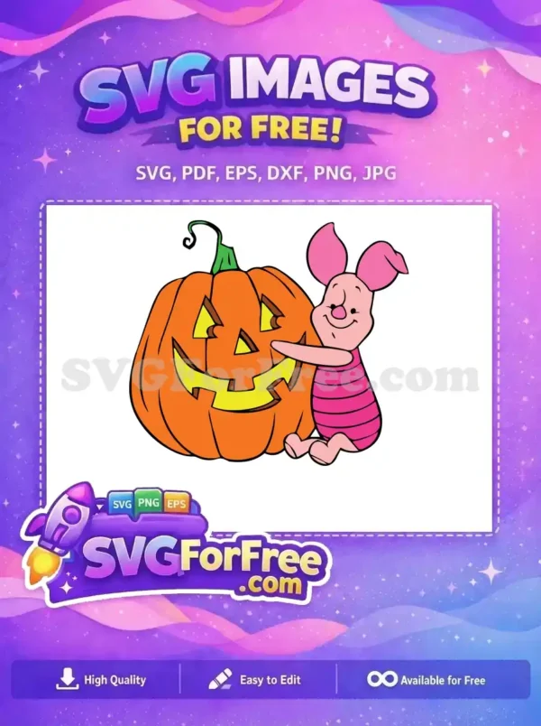 Free Smiling Piglet Free Jack O Lantern Halloween Free SVG