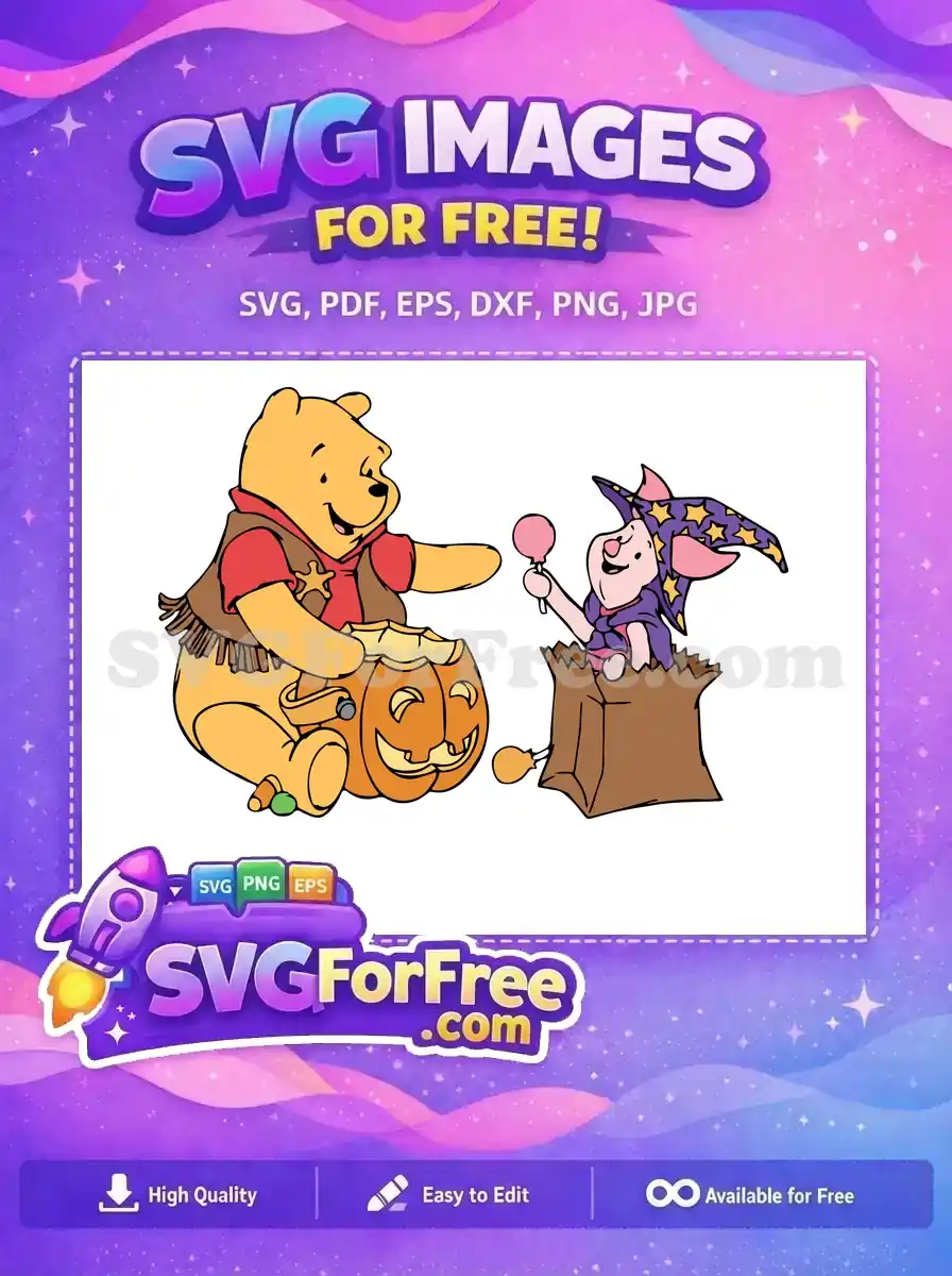 Free Cowboy Pooh Free Wizard Piglet Halloween Free SVG