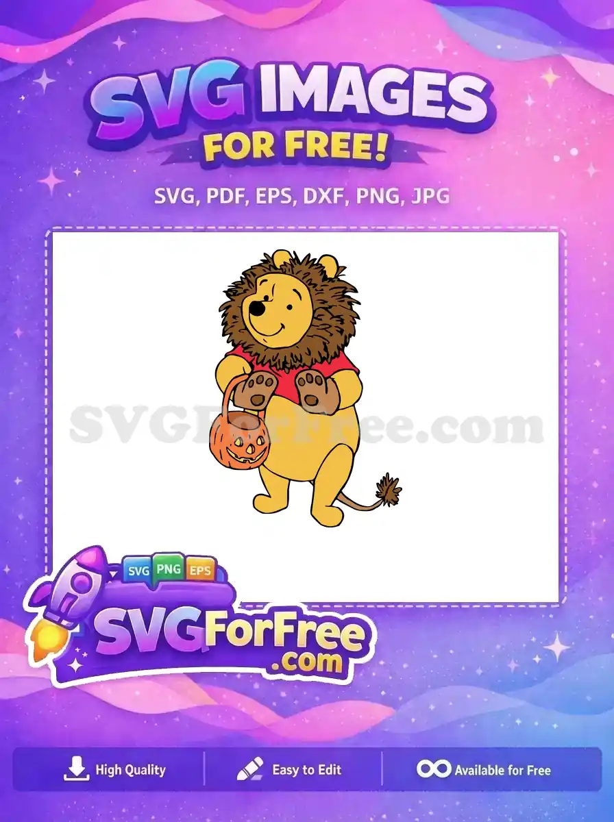 Free Smiling Lion Free Pumpkin Bucket Halloween Free SVG