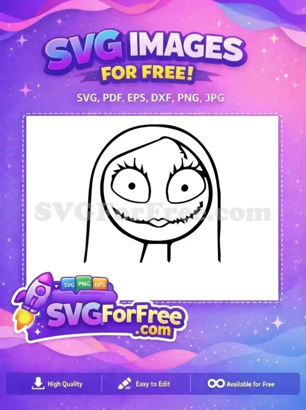 Free Sally Big Eyes Free Jagged Smile Nightmare Free SVG