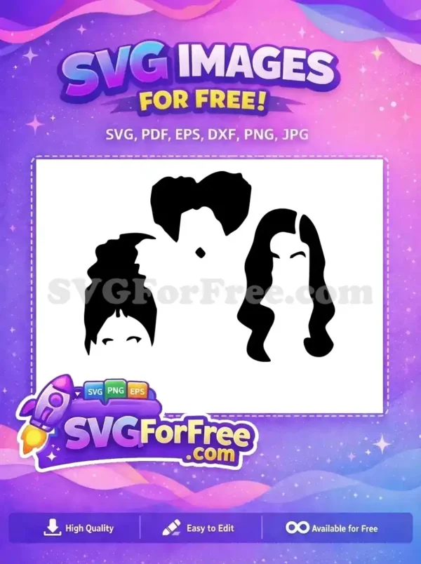 Free Three Witches Free Halloween Group Hocus Pocus Free SVG