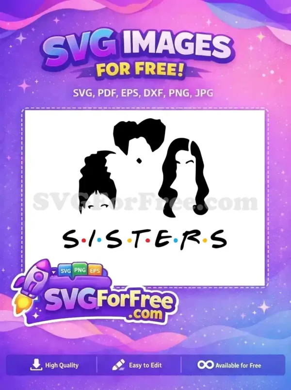 Free Sister Silhouette Free Colorful Dots Friends Free SVG