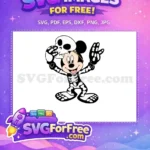 Free Smiling Skeleton Mickey Holding Skull Halloween Free Cartoon Free SVG - Instant Download