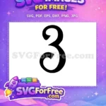 Free Number Three Free Black Silhouette Halloween Free SVG - Instant Download