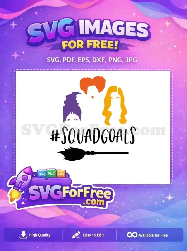 Free Silhouette Sisters Free Broom Squadgoals Hocus Pocus Free SVG