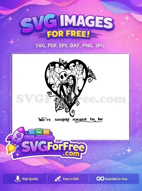 Free Jack Sally Heart Free Spiderweb Nightmare Before Christmas Free SVG