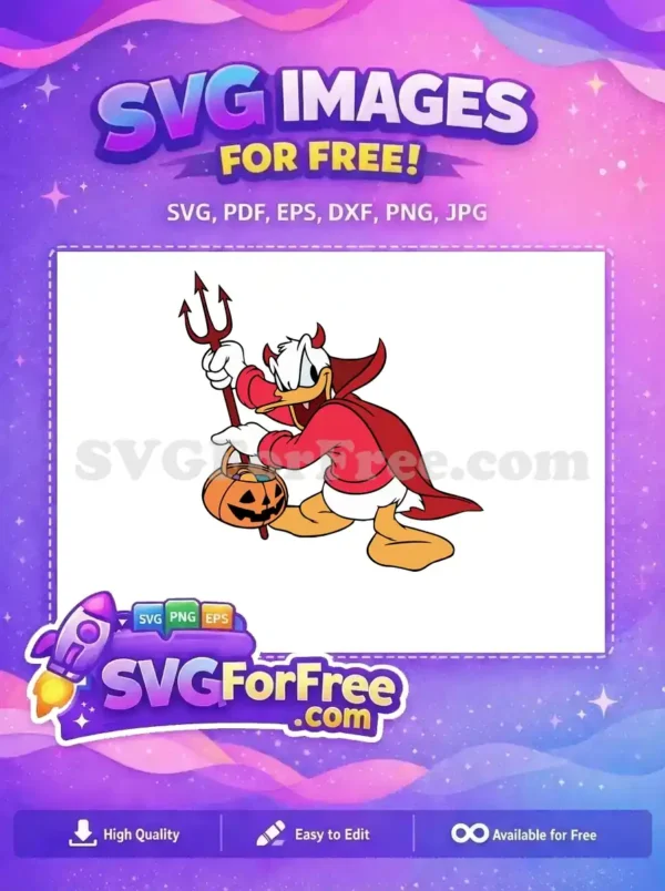 Free Devilish Donald Duck Free Pumpkin Basket Halloween Free SVG