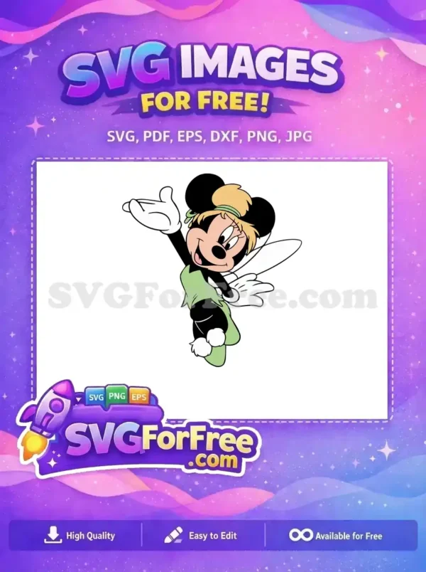 Free Smiling Minnie Mouse Fairy Free Halloween Costume Free SVG