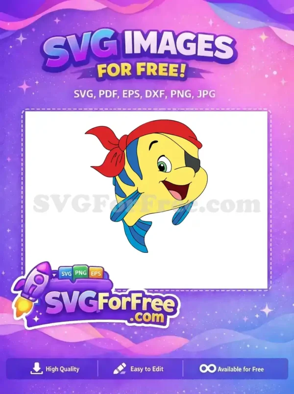 Free Yellow Pirate Fish Free Eye Patch Halloween Free SVG