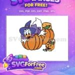 Free Smiling Witch Duck Free Pumpkin Candy Halloween Free SVG - Instant Download