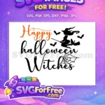Free Flying Witch Free Bats and Cat Halloween Free SVG - Instant Download