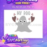 Free Cute Ghost Free Hearts My Boo Halloween Free SVG - Instant Download