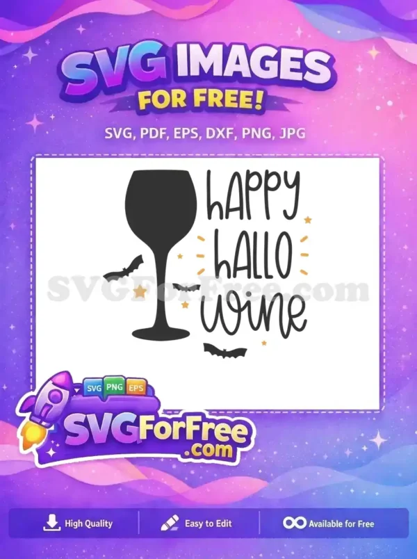 Free Wine Glass Bats Free Happy Hallo Wine Design Free SVG