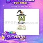 Free Green One-Eyed Monster Free Witch Hat Daddy's Free SVG - Instant Download
