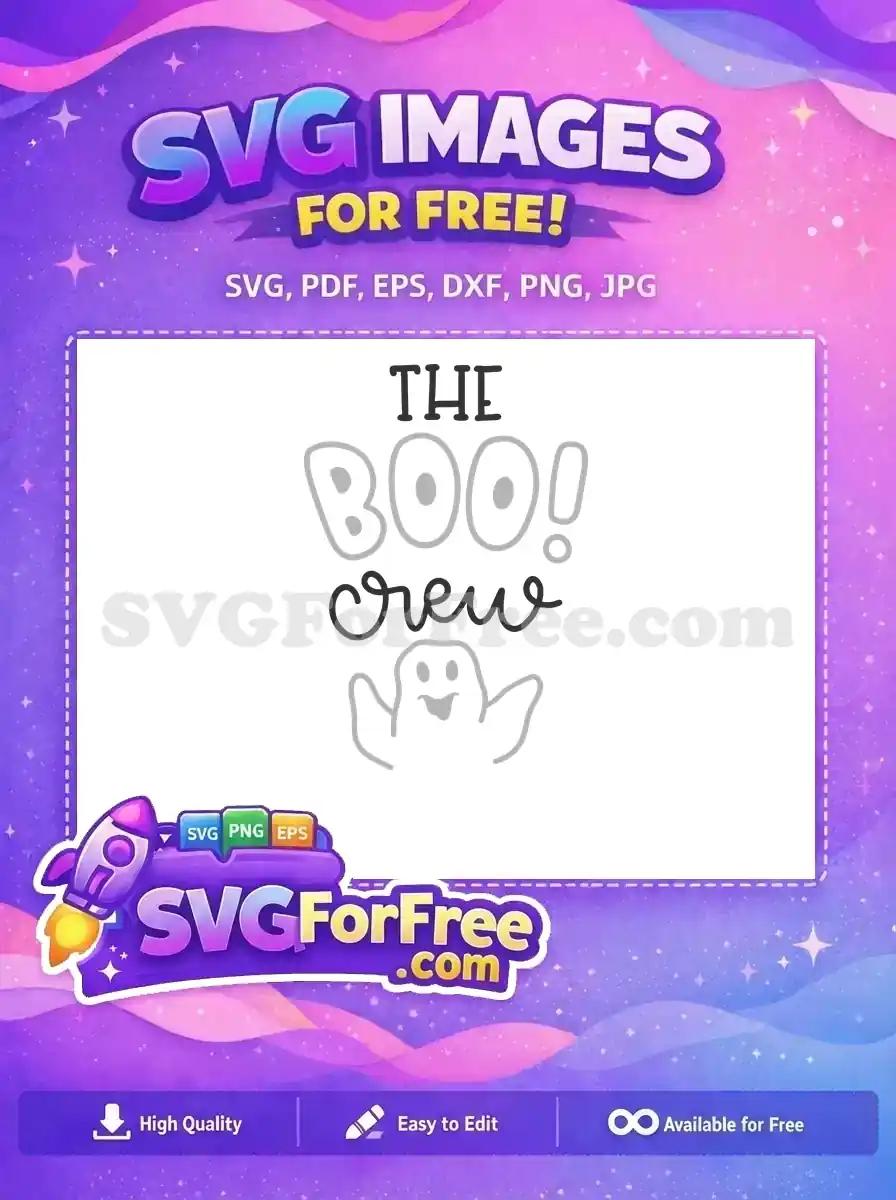 Free Smiling Ghost Free Boo Crew Halloween Free SVG 1