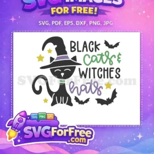 Free Black Cat Free Witches Hats Halloween Free SVG