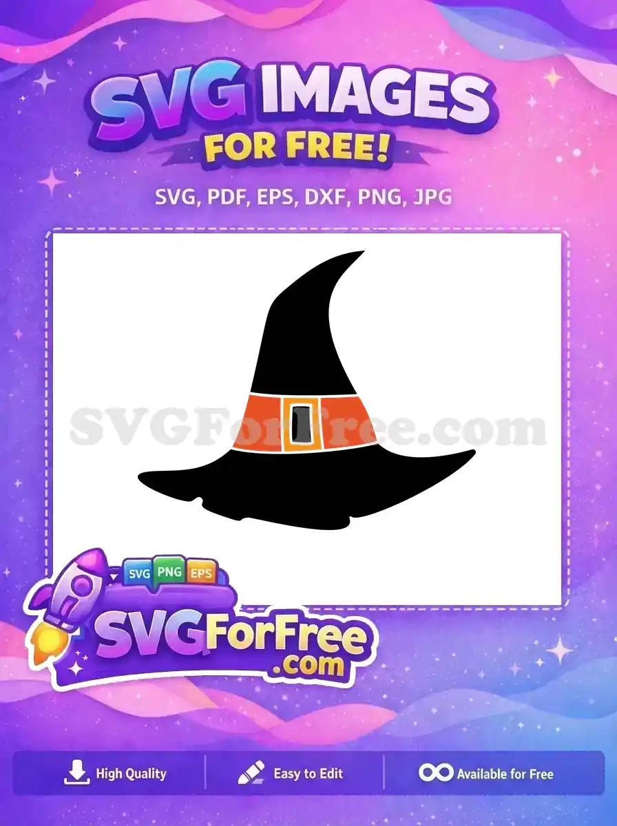 Free Black Witch Hat Free Orange Belt Halloween Free SVG 2