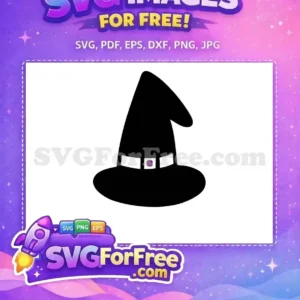 Free Black Witch Hat Free Purple Buckle Halloween Free SVG