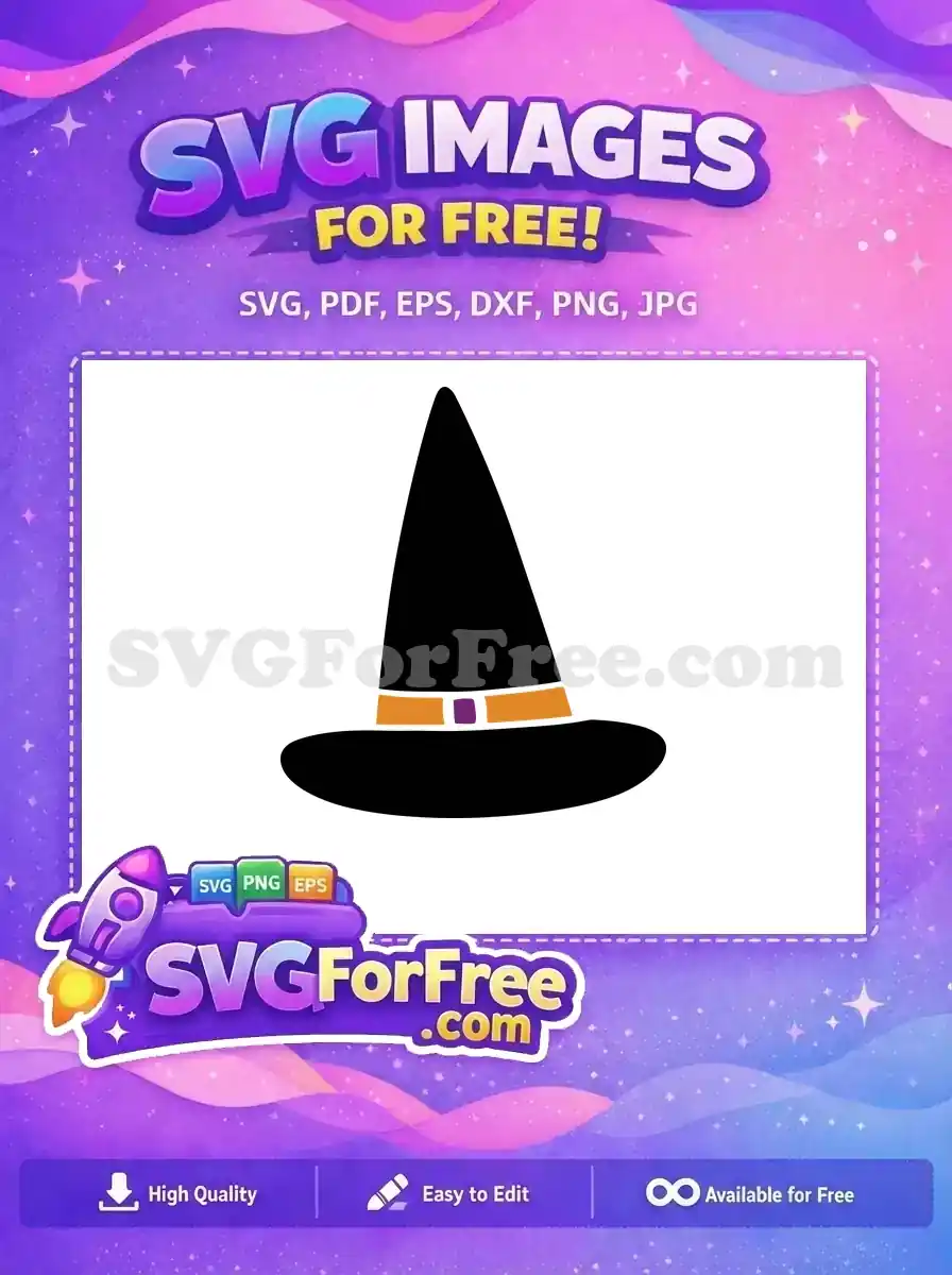 Free Black Witch Hat Free Orange Belt Halloween Free SVG 3