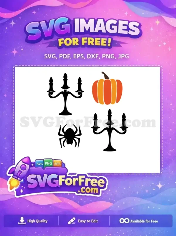 Free Black Candelabra Free Orange Pumpkin Halloween Free SVG
