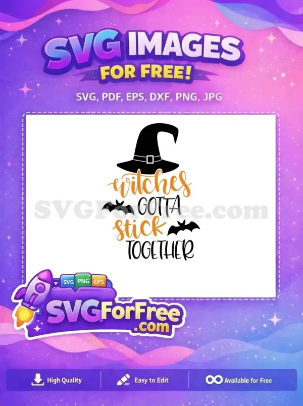 Free Witches Gotta Stick Free Bat Halloween Free SVG