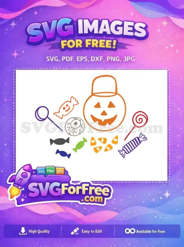 Free Pumpkin Bucket Free Candy Colorful Halloween Free SVG