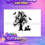 Free Spooky Tree Free Bats Halloween Quotes Free SVG - Instant Download