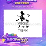 Free Silhouette Witch Free Flying Bats Witches Be Trippin Free SVG 1 - Instant Download
