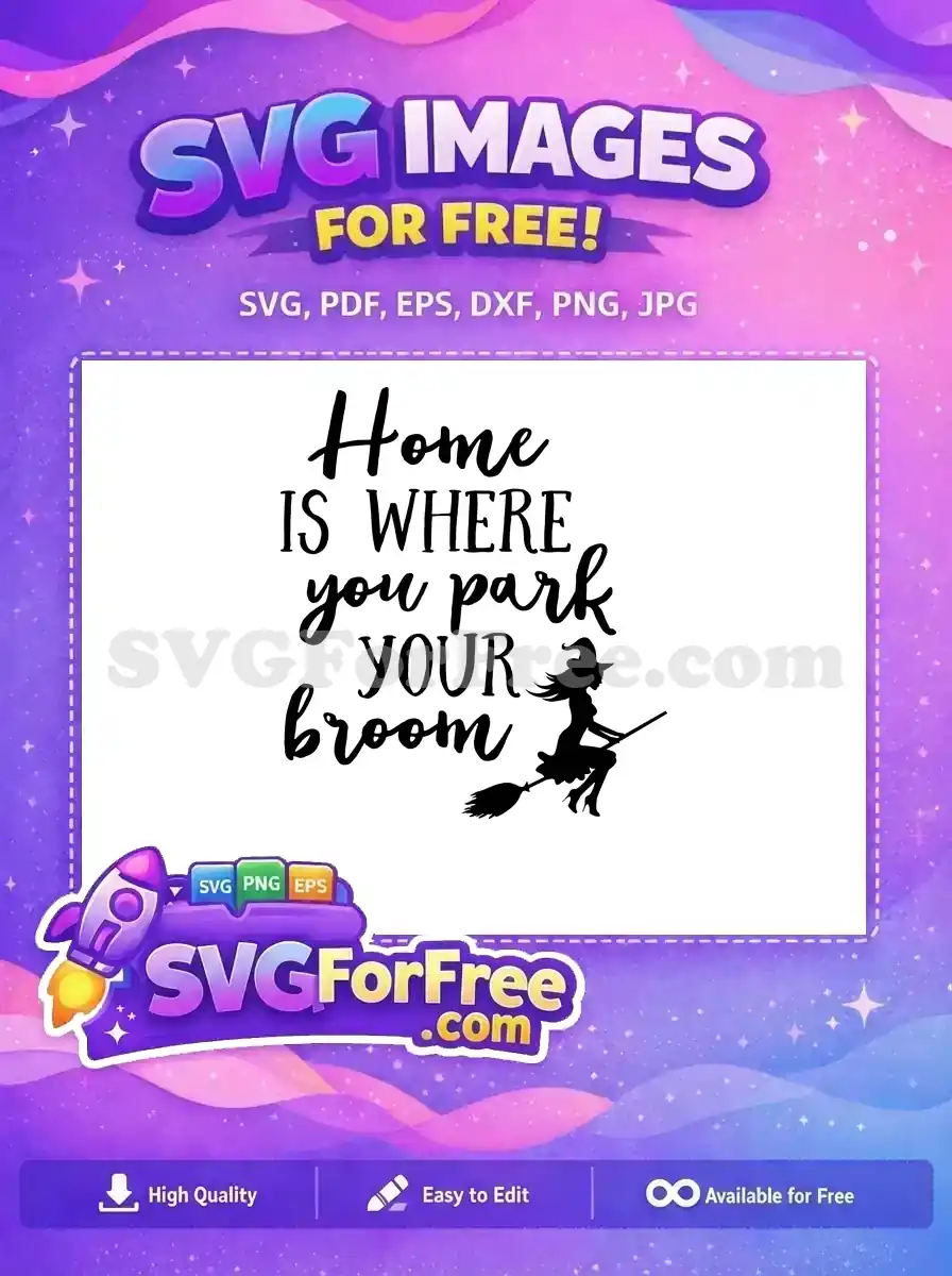 Free Flying Witch Free Broom Silhouette Home Decor Free SVG