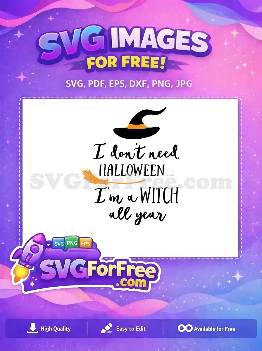 Free Witch Hat Free Broom Halloween Quote Free SVG