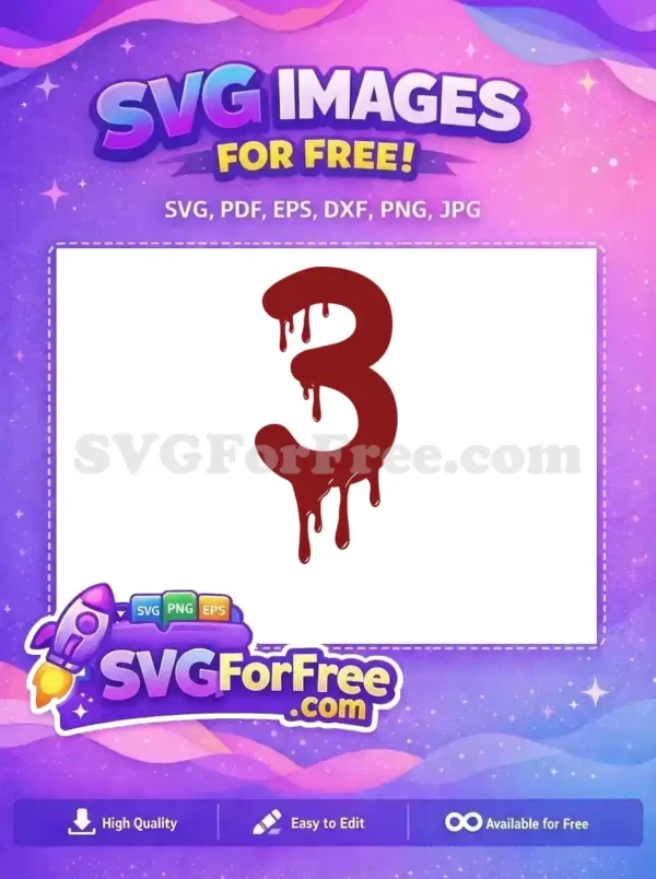 Free Dripping Blood Number 3 Free Halloween Font Free SVG