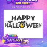 Free Bats Accompany Free Yellow Eyeball Happy Halloween Free SVG - Instant Download