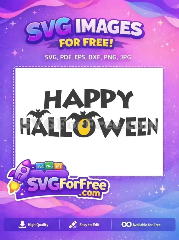Free Bats Accompany Free Yellow Eyeball Happy Halloween Free SVG