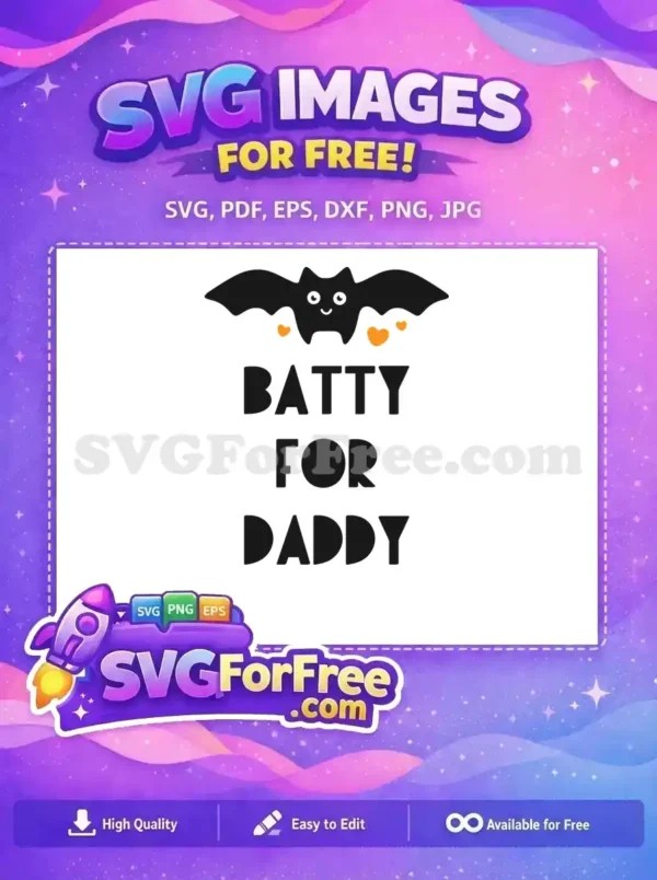 Free Cute Bat Free Orange Hearts Batty For Daddy Free SVG