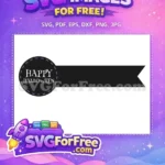 Free Black Purple Stitch Free Happy Halloween Ribbon Free SVG - Instant Download