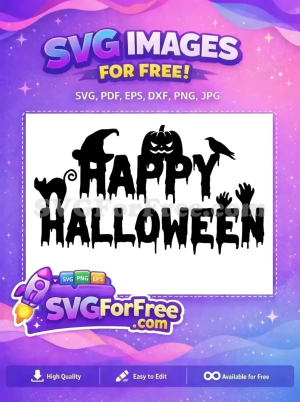 Free Dripping Letters Free Black Cat Raven Halloween Free SVG