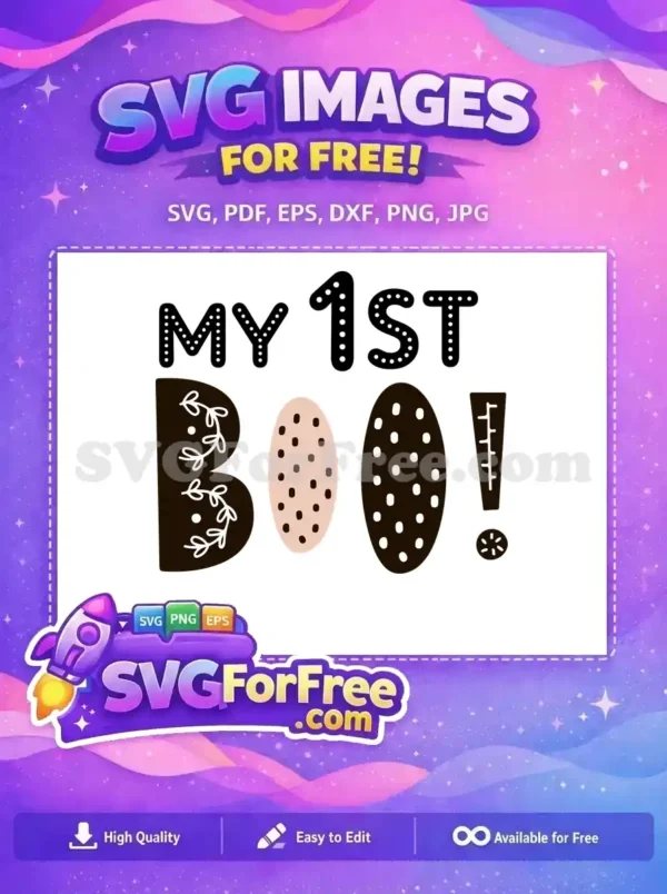 Free Polka Dot Lettering Free My First Boo Halloween Free SVG