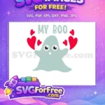 Free Cute Ghost Face Free Red Hearts Halloween Free SVG - Instant Download