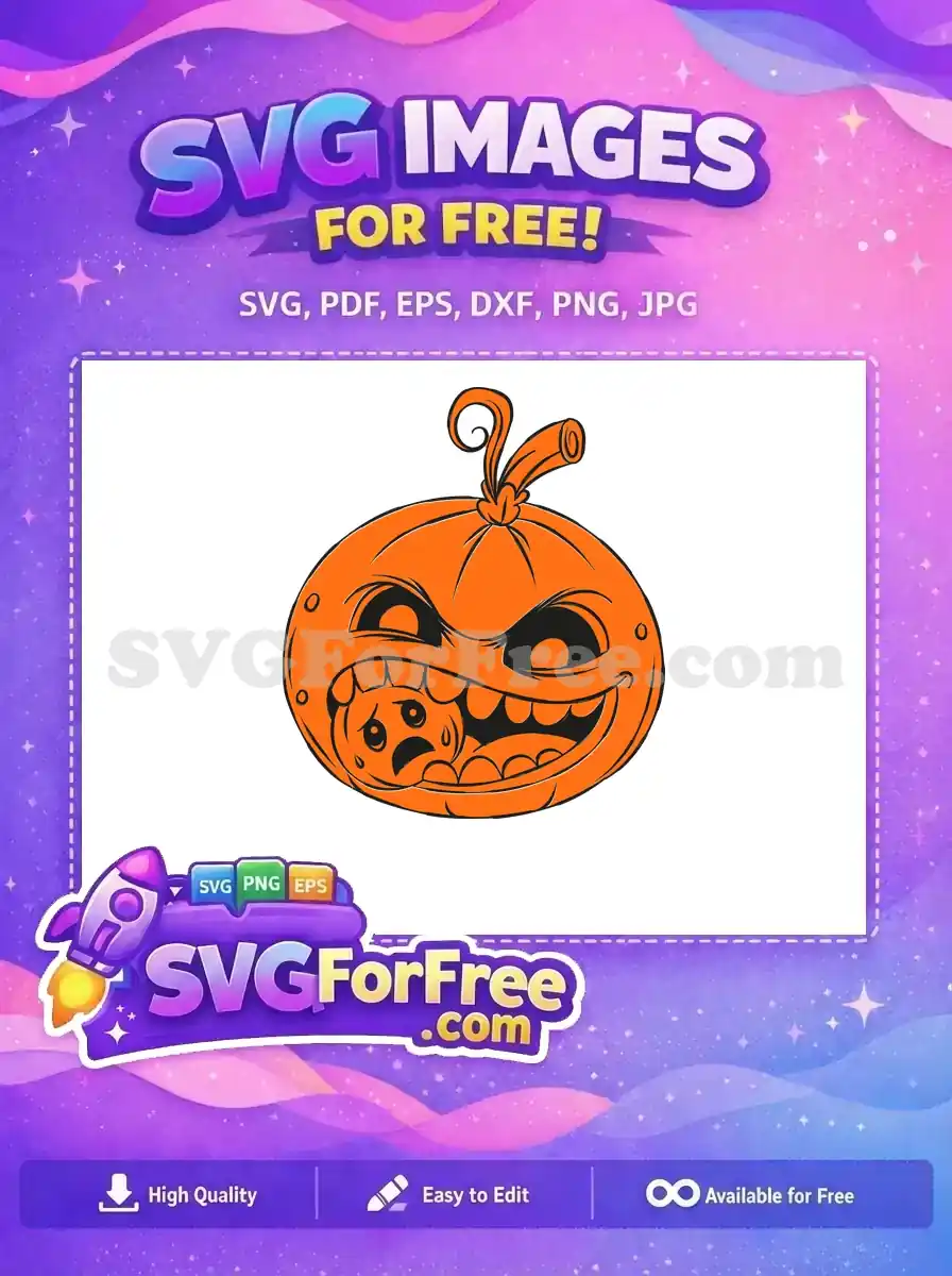 Free Orange Pumpkin Scary Face Free Eating Crying Pumpkin Halloween Free SVG