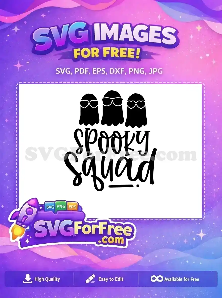 Free Ghosts with Heart Glasses Free Spooky Squad Halloween Free SVG