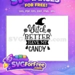 Free Witch Hat Free Candy Corn Halloween Quotes Free SVG - Instant Download