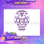 Free Heart Eyes Free Purple Floral Sugar Skull Halloween Free SVG - Instant Download